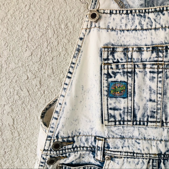 Vintage 1990s Squeeze Acid Wash Denim Overalls Shortalls - Picture 6 of 9